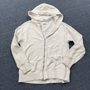 Aerie Offline White Distressed Oversized White Full Zip Hoodie